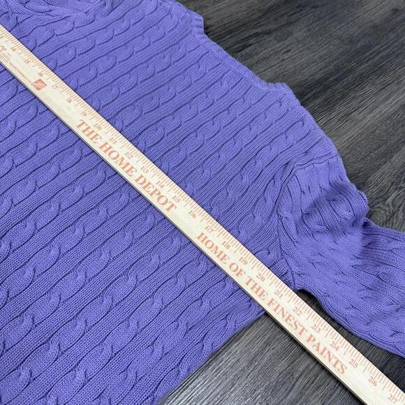 Polo Ralph Lauren sport 3d cable knit woman’s cropped purple sweater lilac XL - Picture 6 of 6